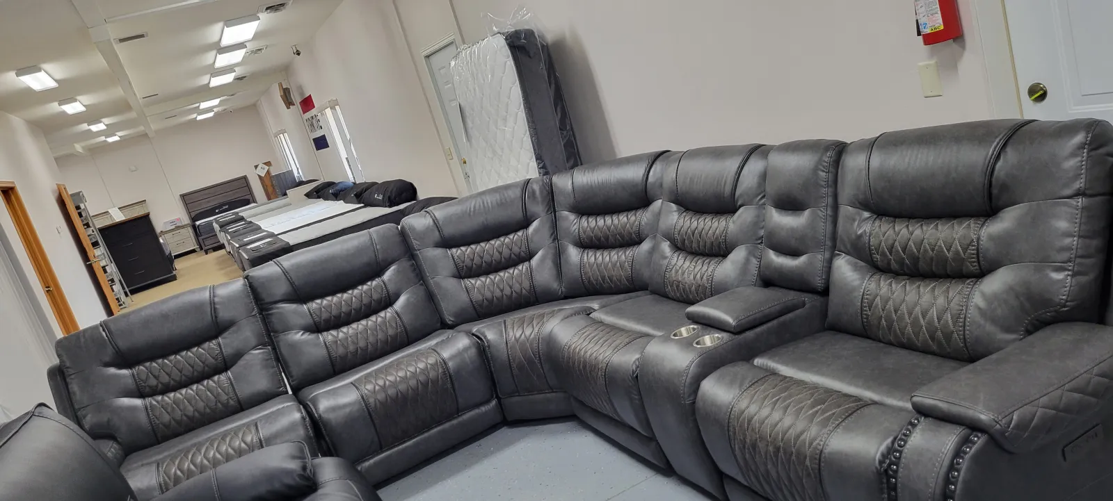 a large black couch