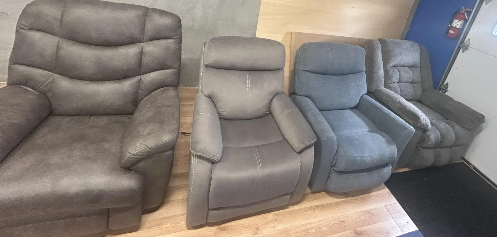 a group of grey chairs