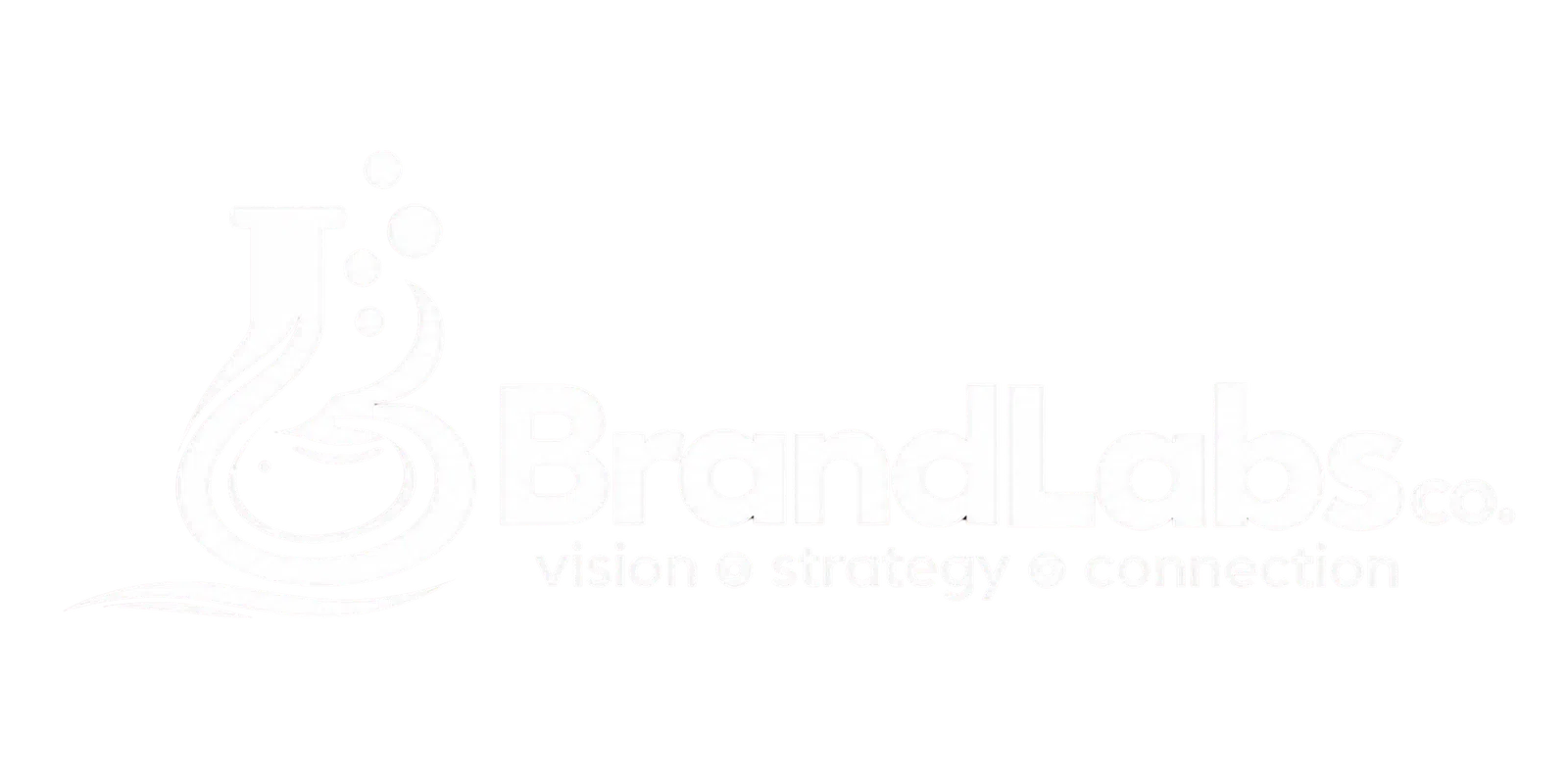 BrandLabs logo with a laboratory flask and tagline vision strategy connection on transparent background