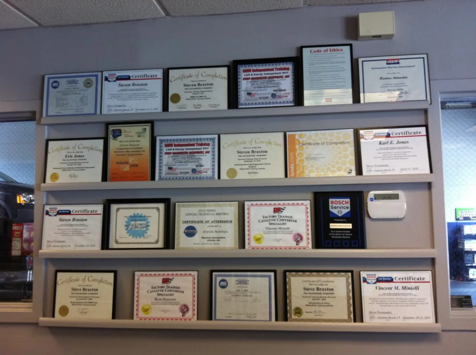 certificates on a wall