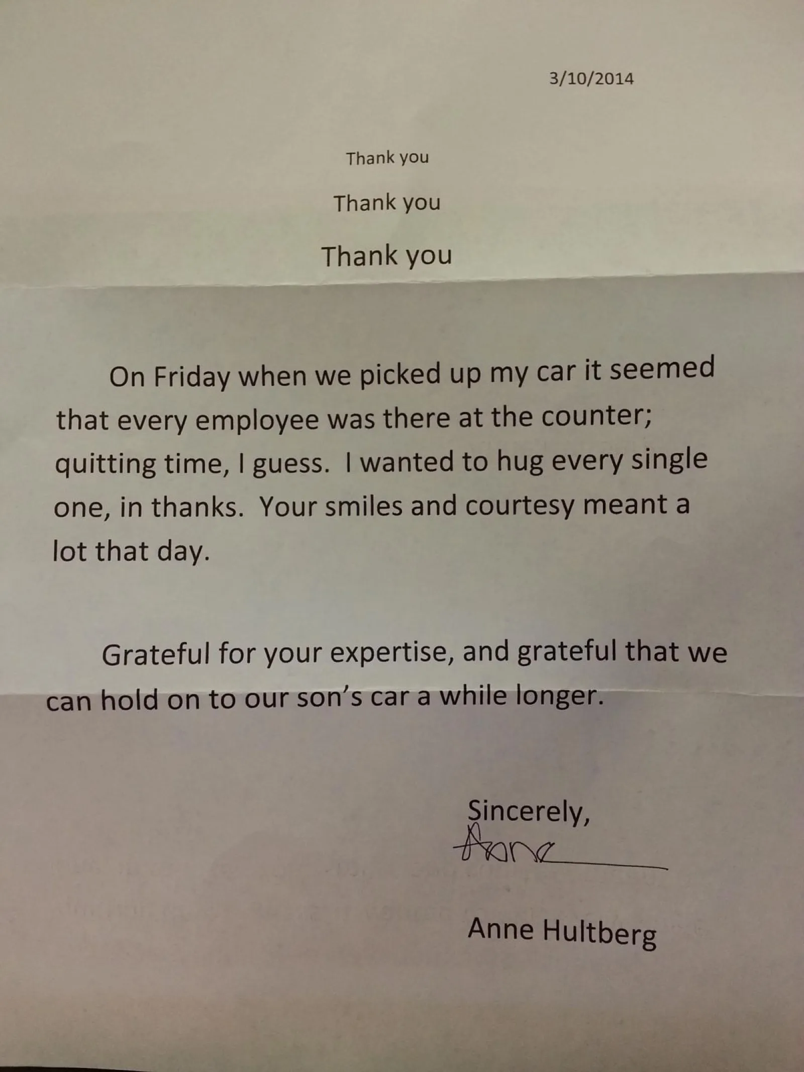 appreciation letter for service