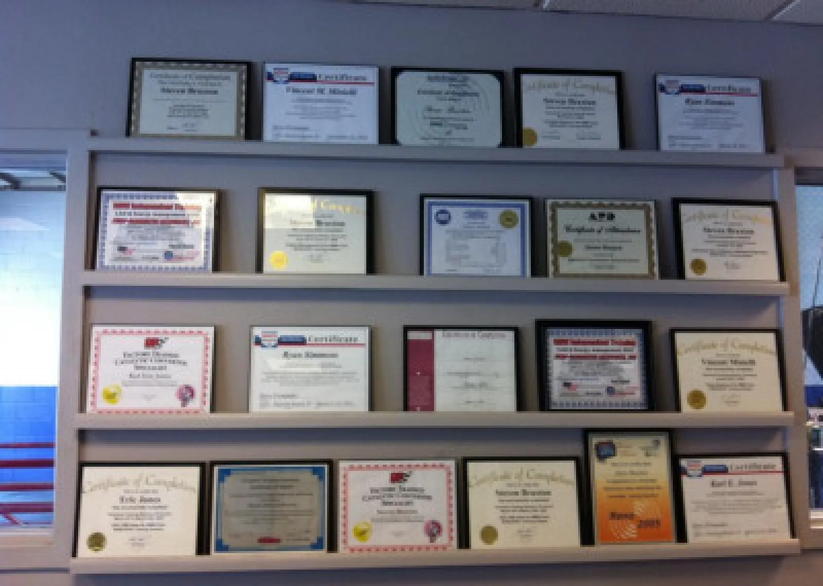 certificates on a wall