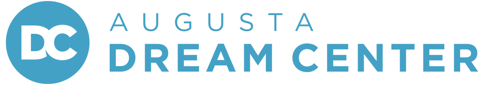 Augusta Dream Center logo with blue circle and bold modern font