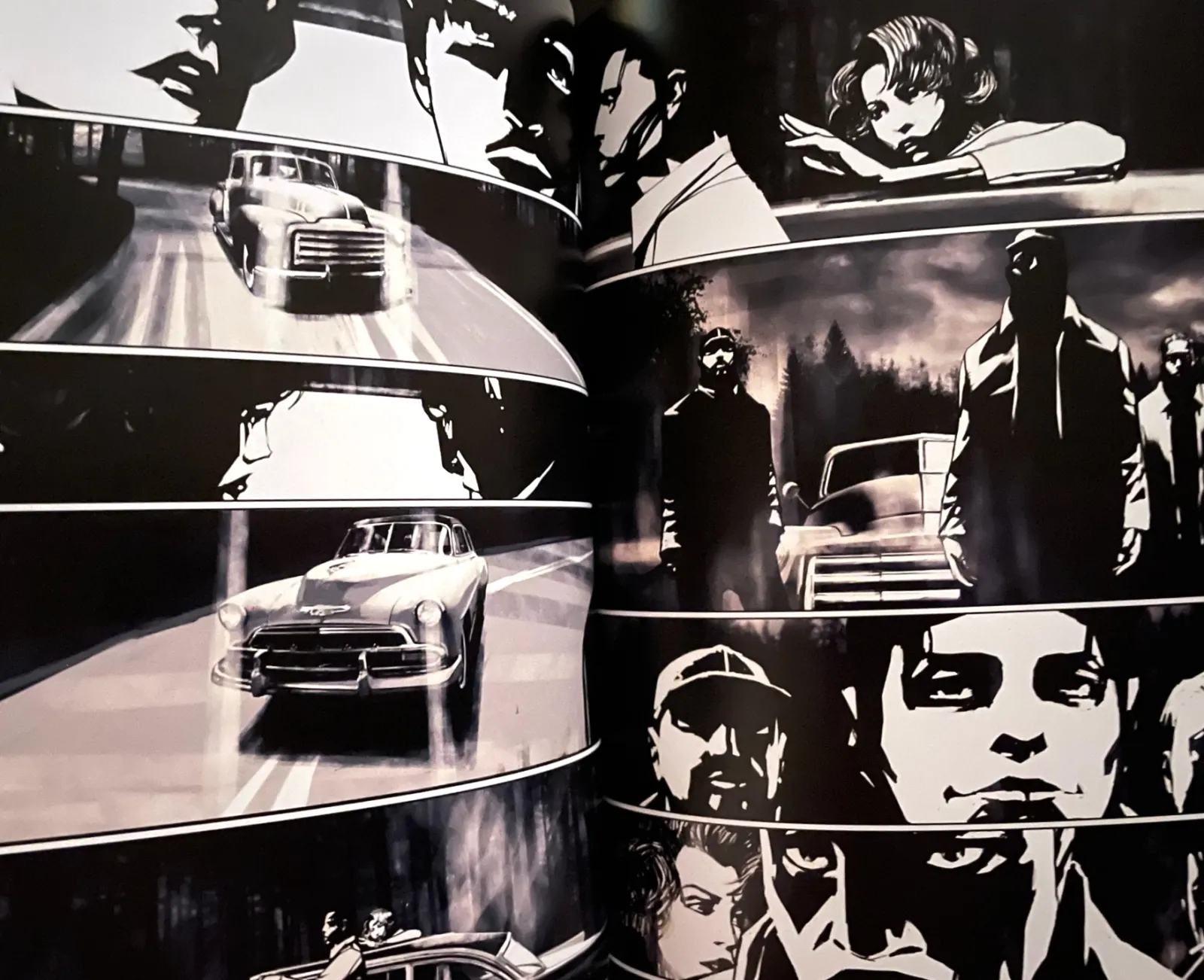 A page spread of a graphic novel that doesn't use text