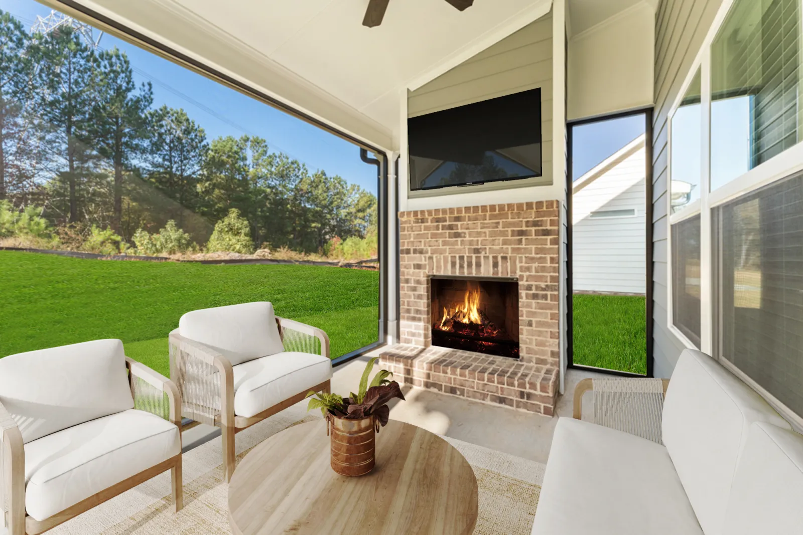 a fireplace in a room