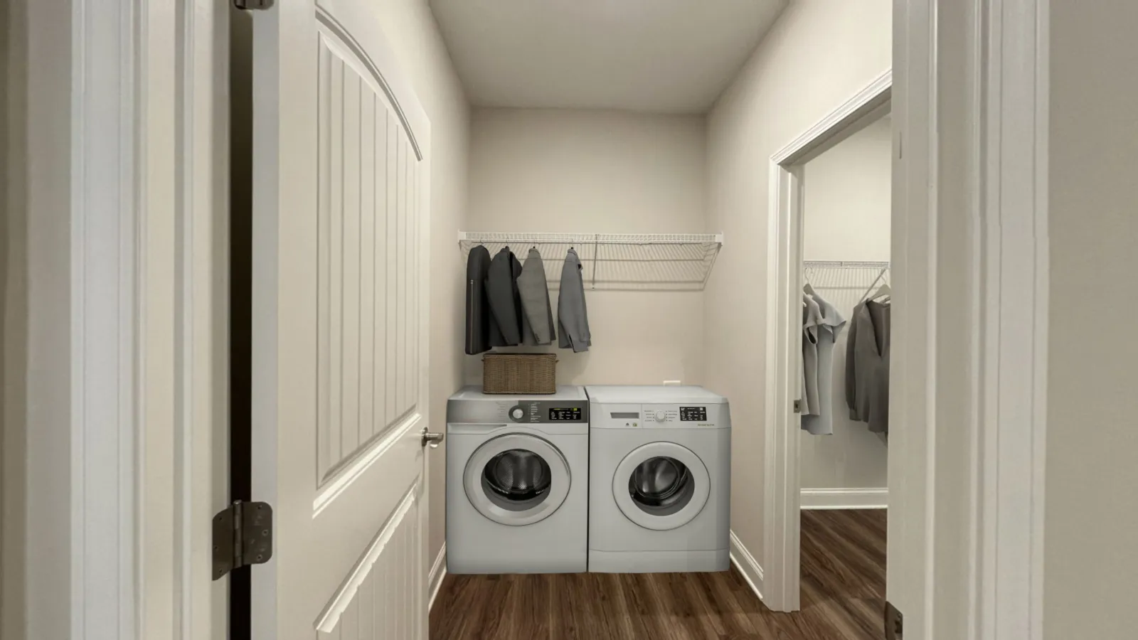 a room with a washer and dryer