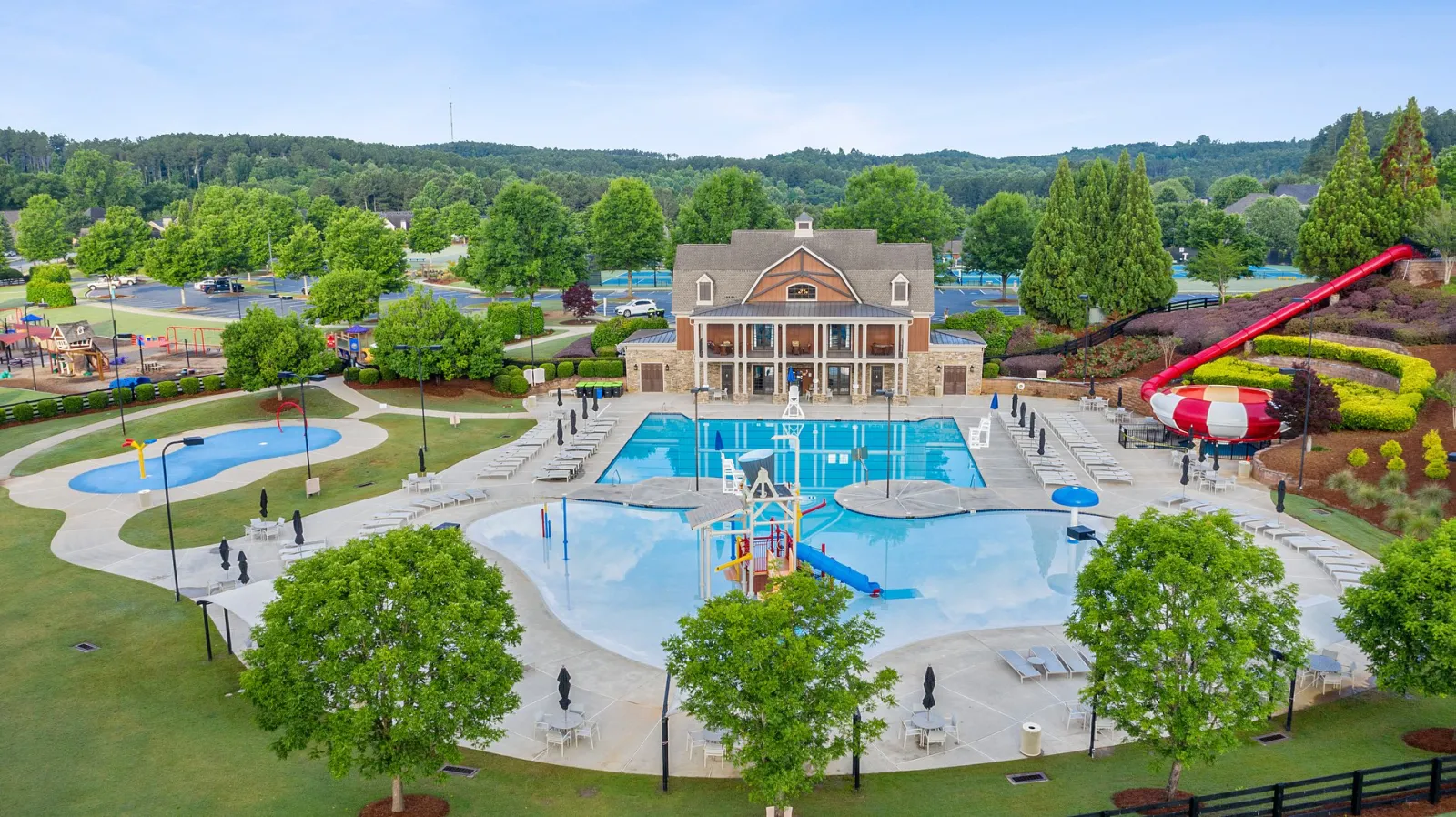 an overhead view of the large NatureWalk water park