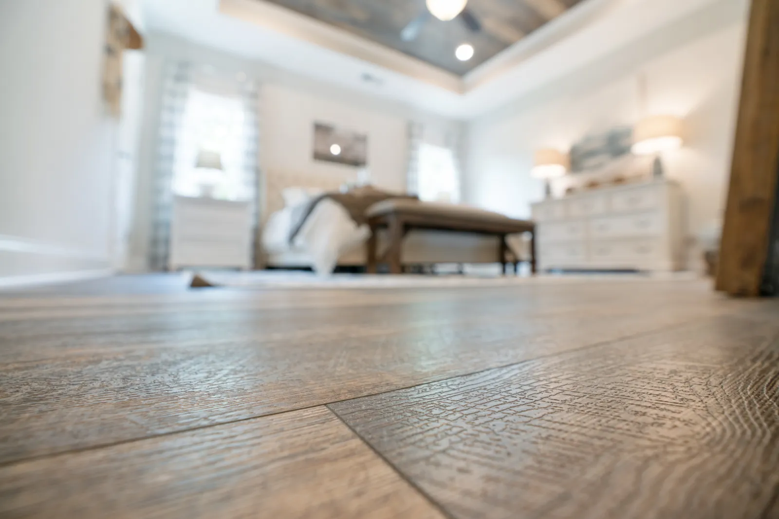 a room with a rug and a table