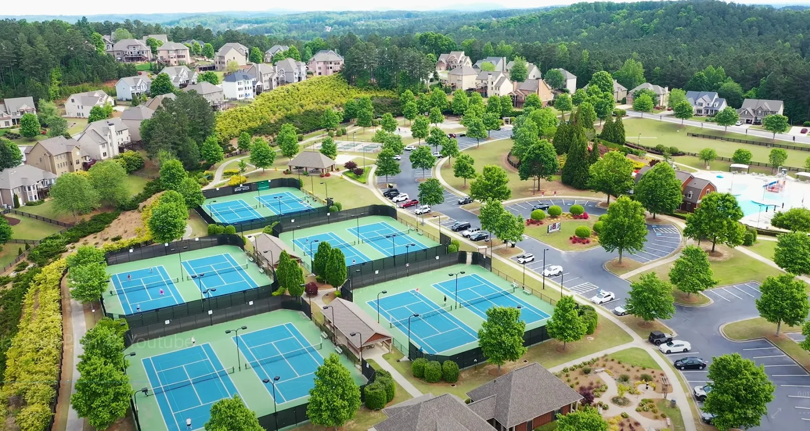 an overhead view of the tennis courts at NatureWalk