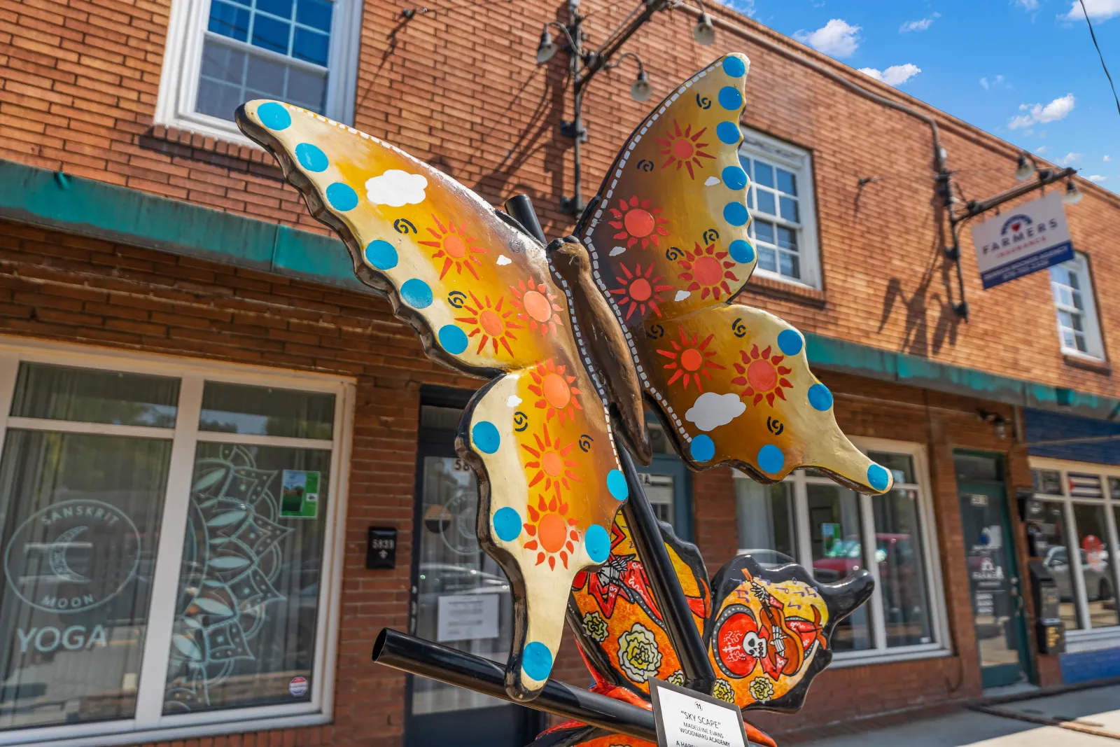 a colorful butterfly statue