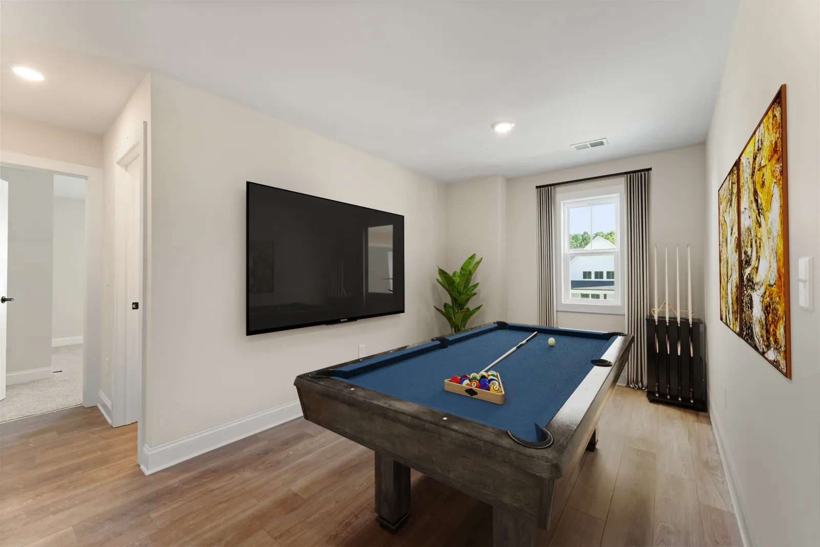 a pool table in a room