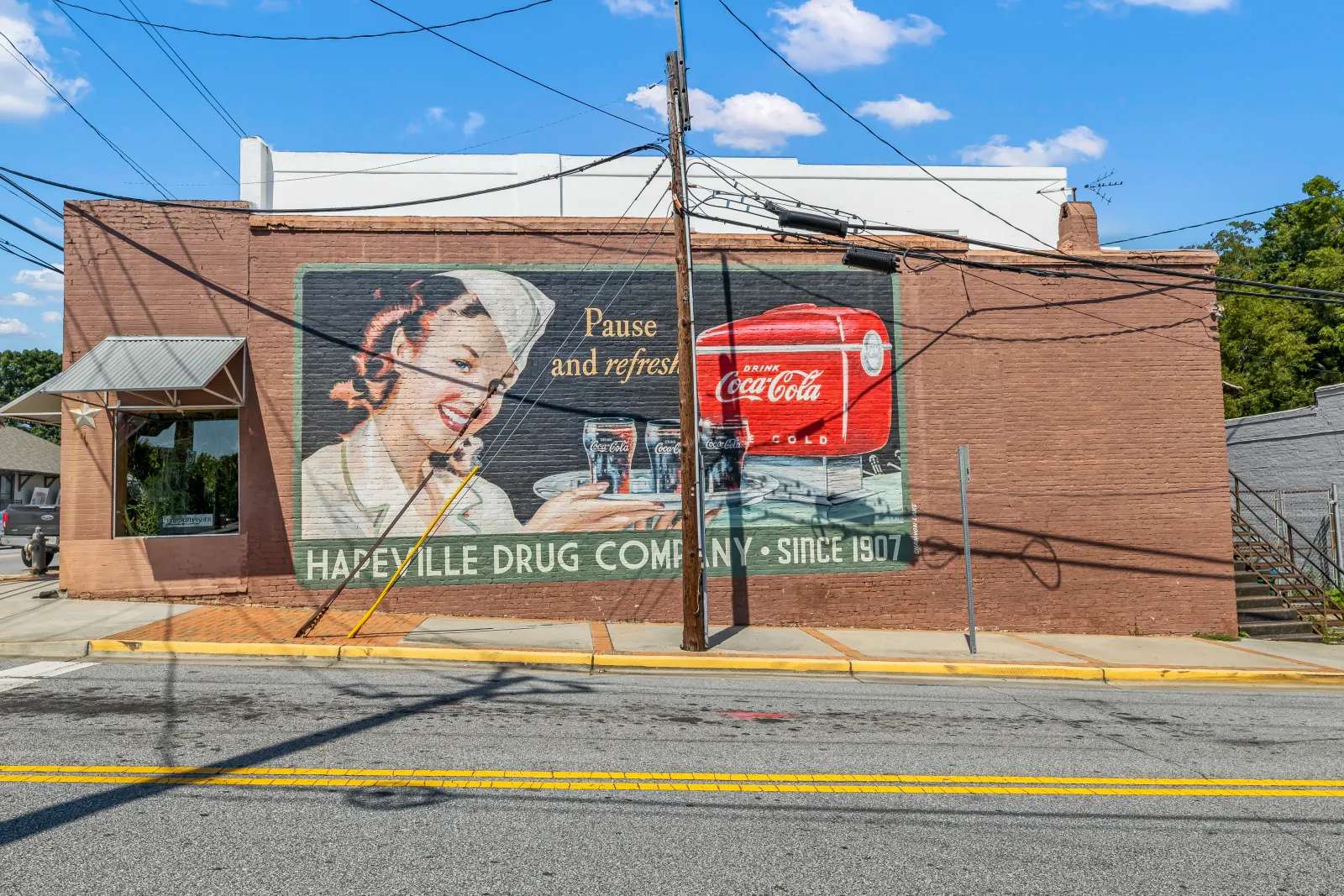 a building with a sign on it