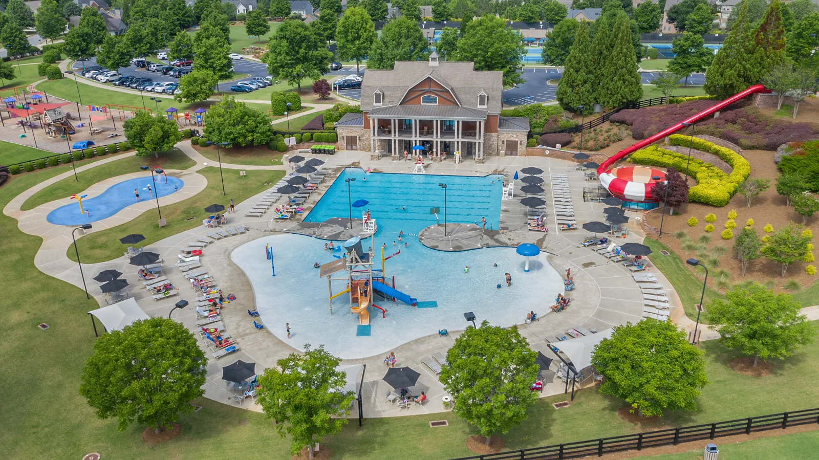 a large swimming pool