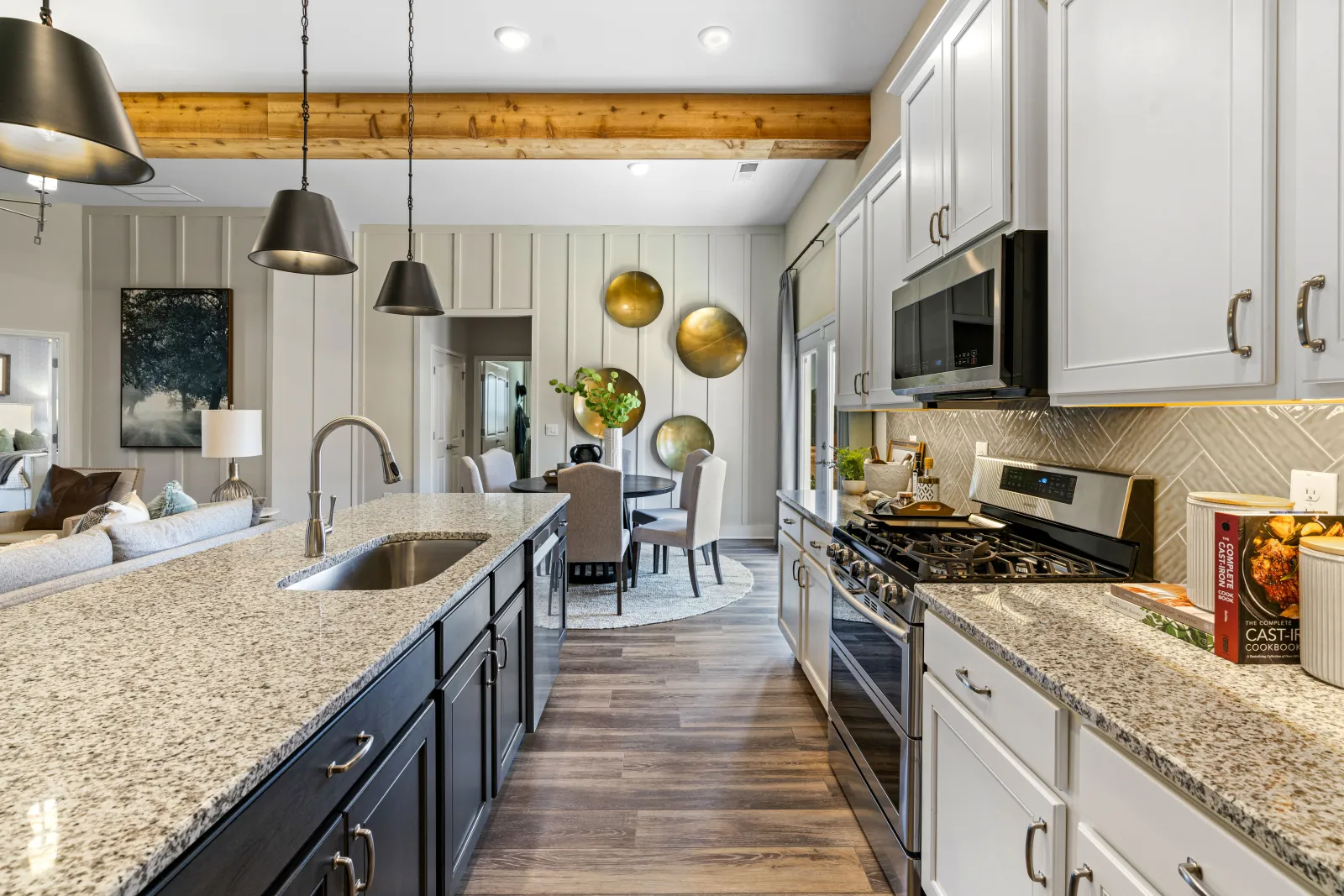 a kitchen with a stove and oven