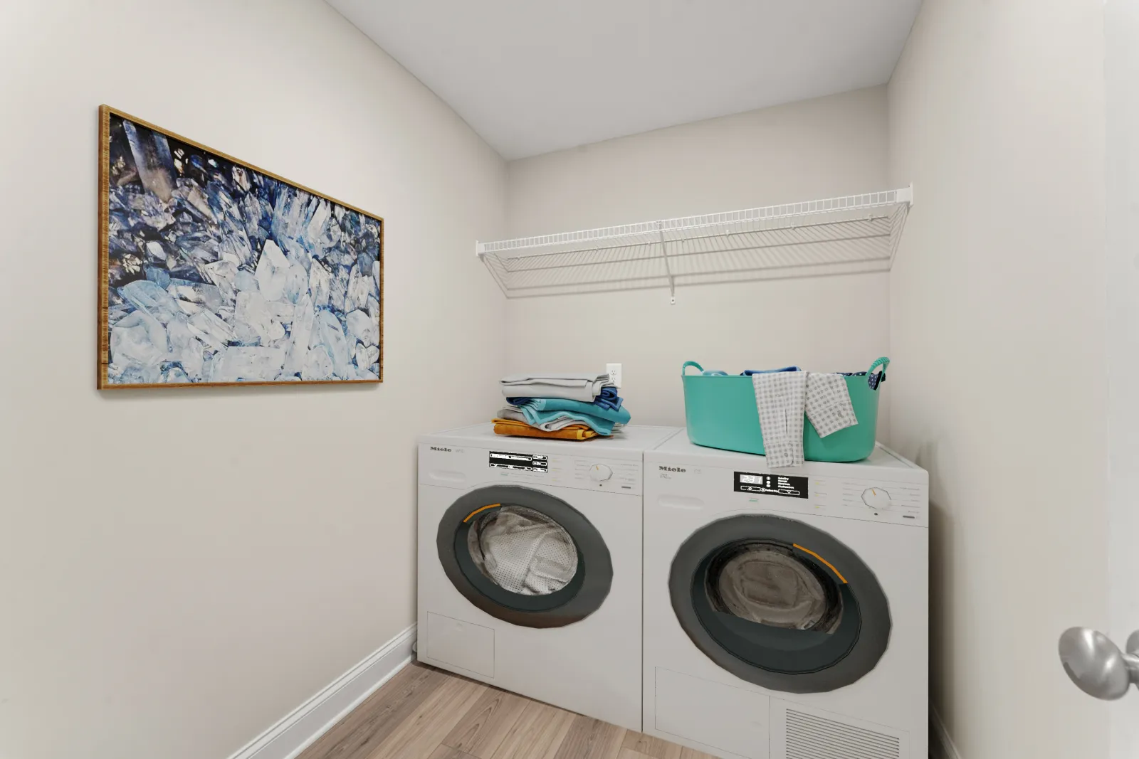 a washing machine in a room