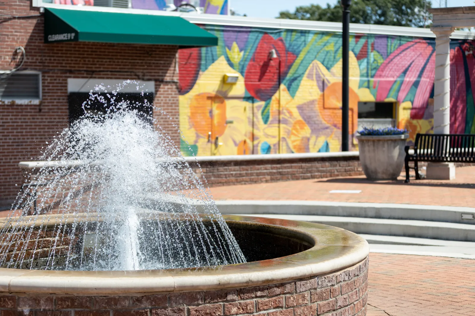 a fountain in a public place