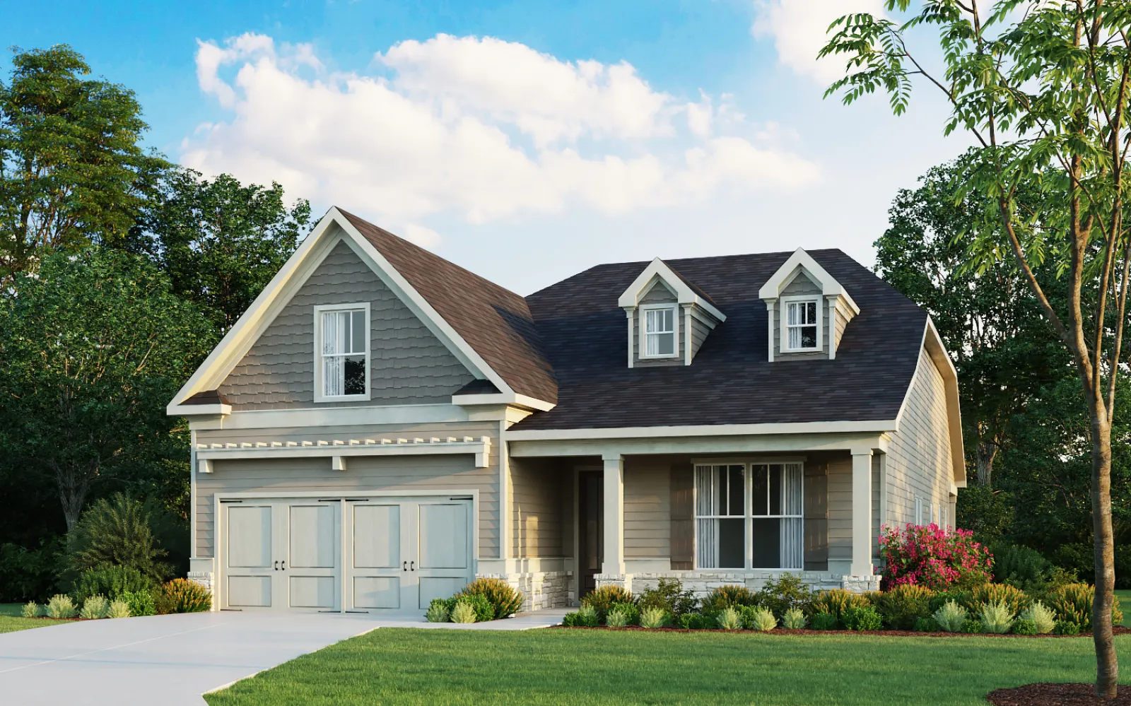 a house with a large front yard