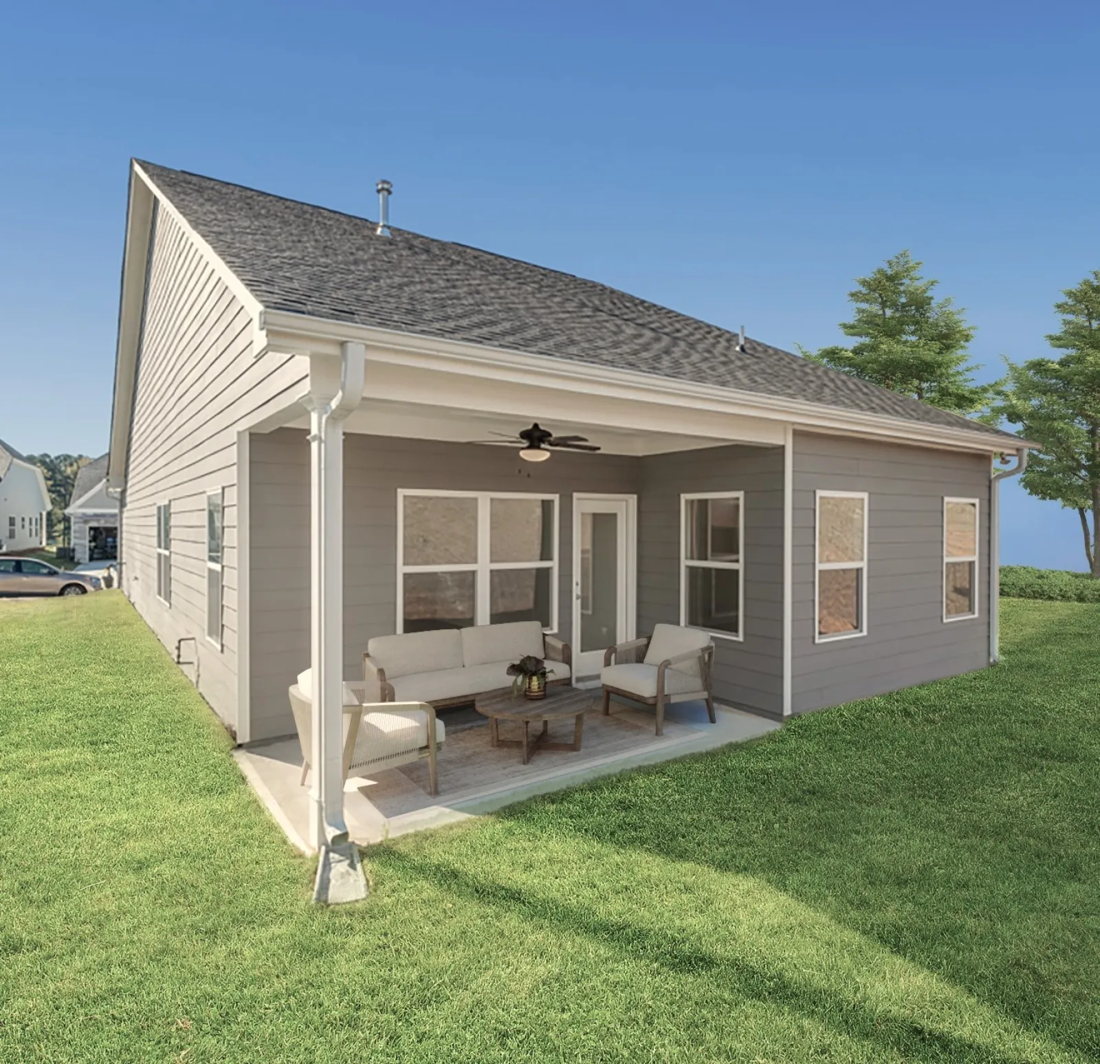 a house with a lawn