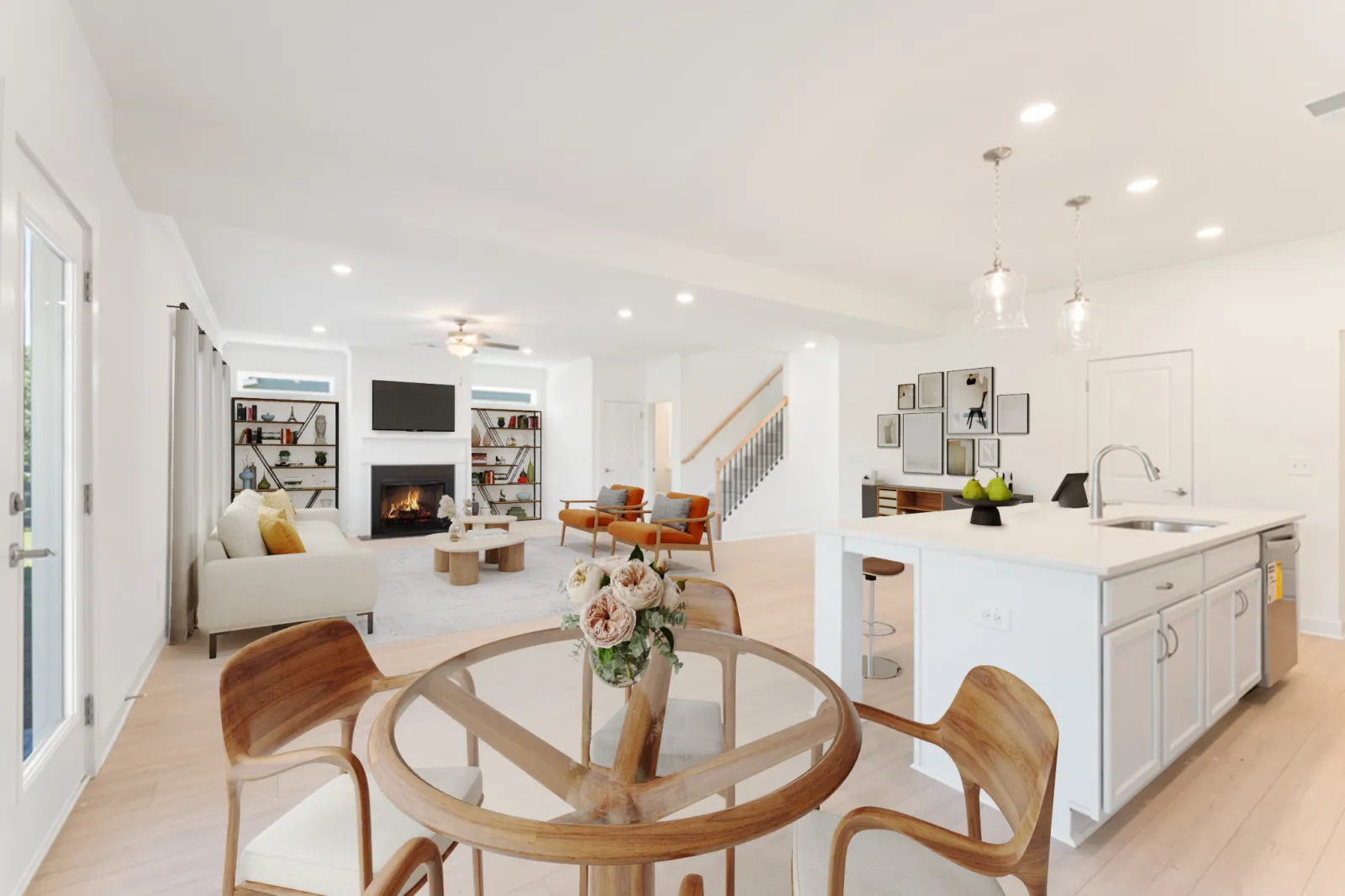 a kitchen and dining room