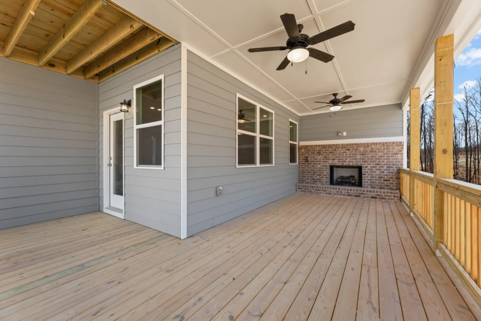 a house with a wood deck