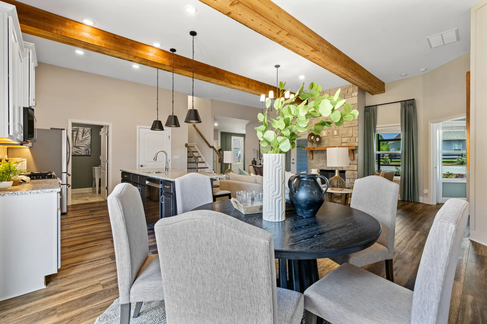 a kitchen and dining room