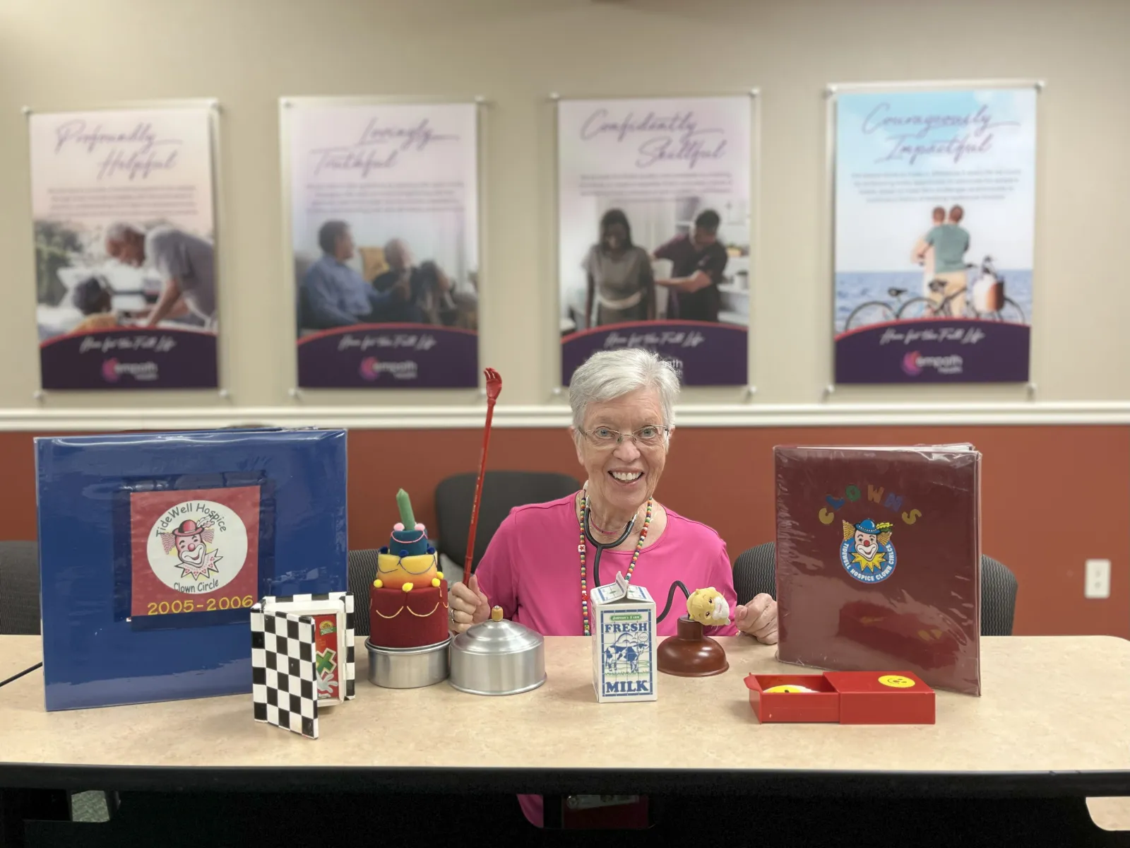 Betty, a volunteer hospice clown