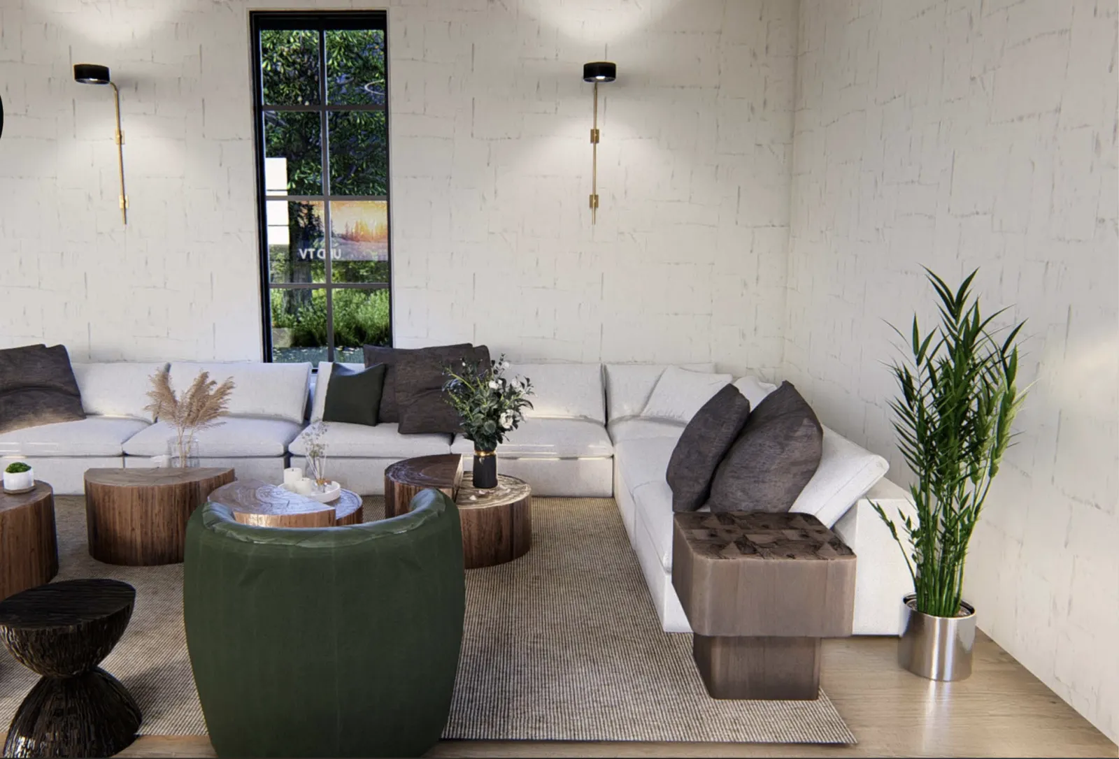 a living room with a couch and a coffee table