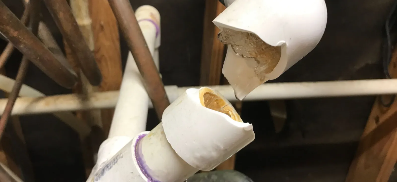 Burst pipe due to cold weather in Atlanta