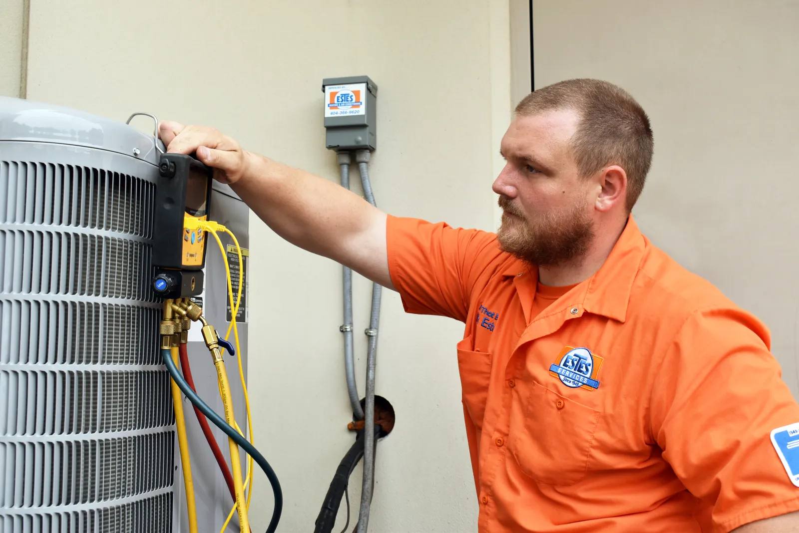 Technician working on an HVAC System