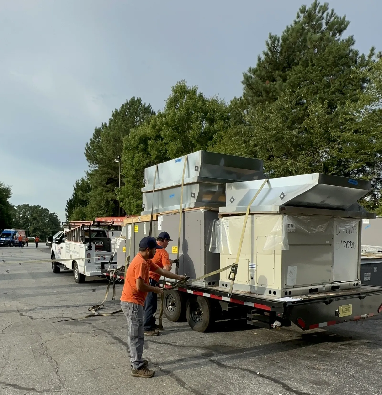 Estes HVAC Commercial Team loading the truck for a new HVAC installation in Atlanta Metro Area