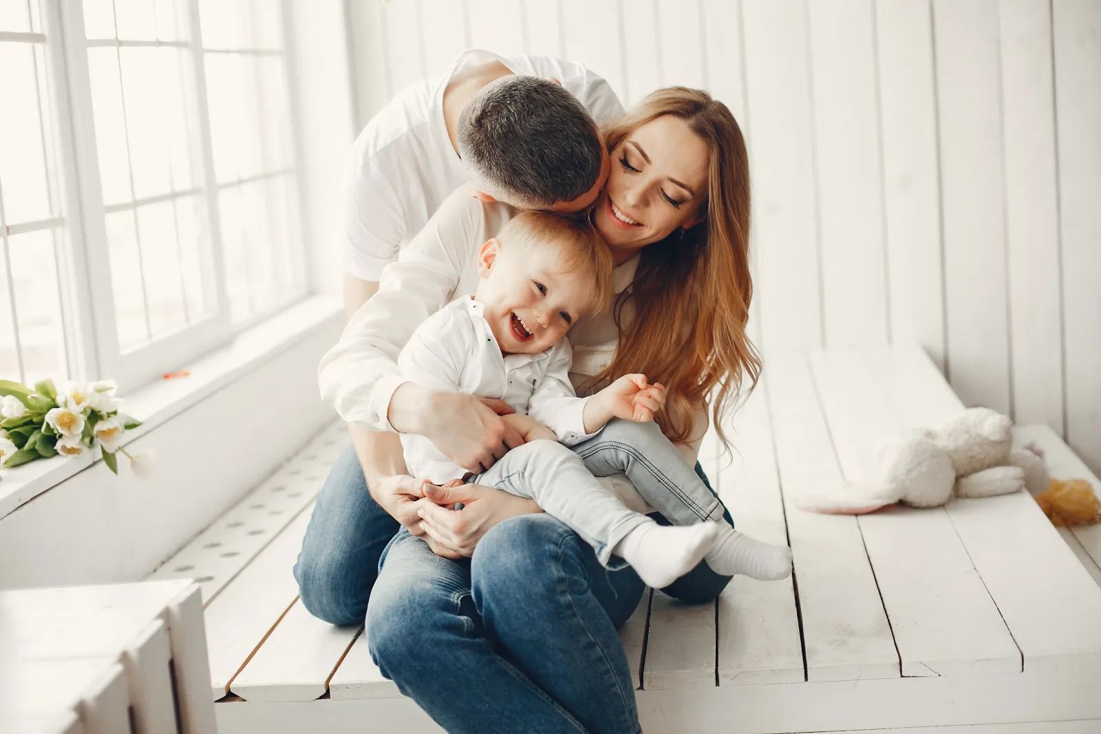 Happy family feeling comfortable