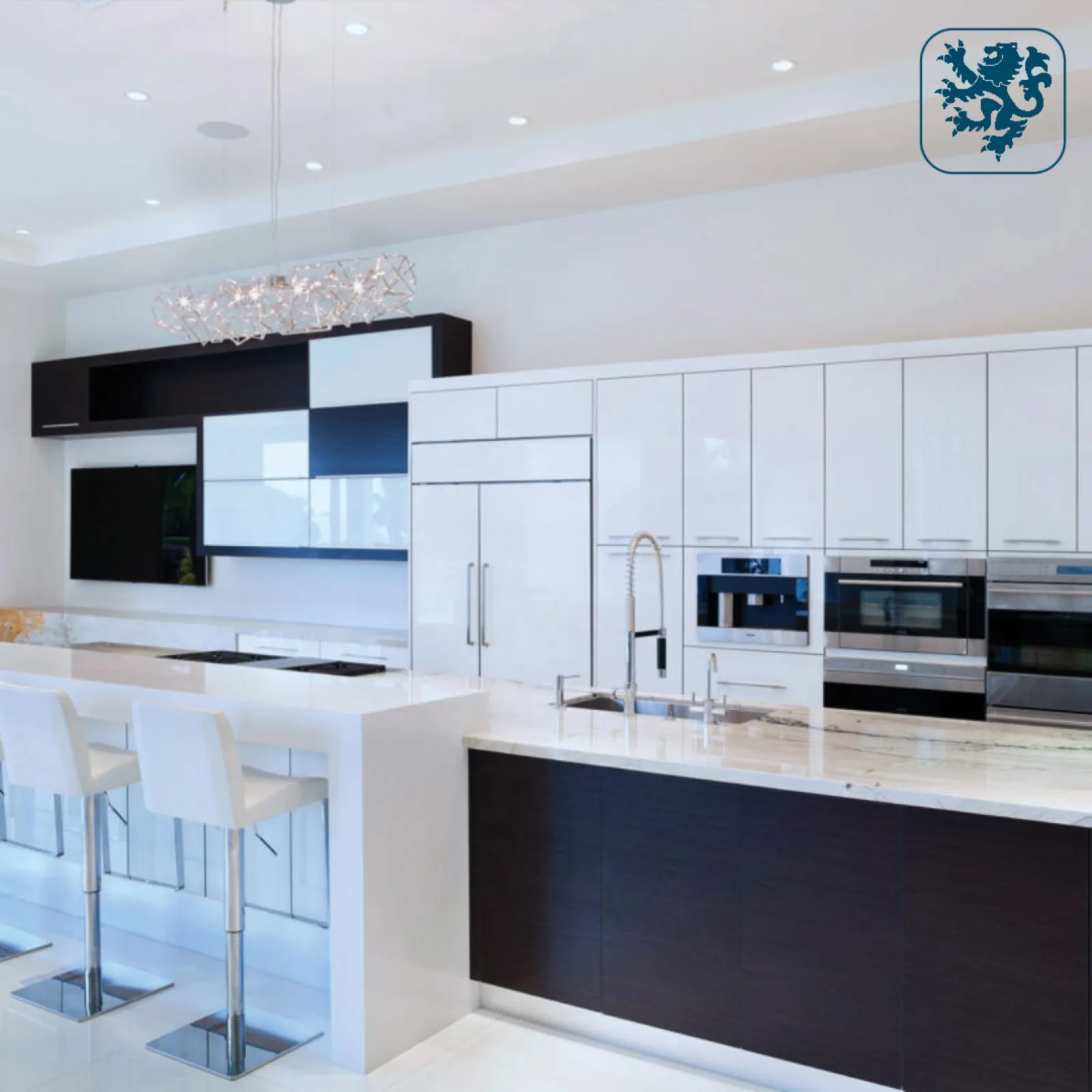 a kitchen with white cabinets