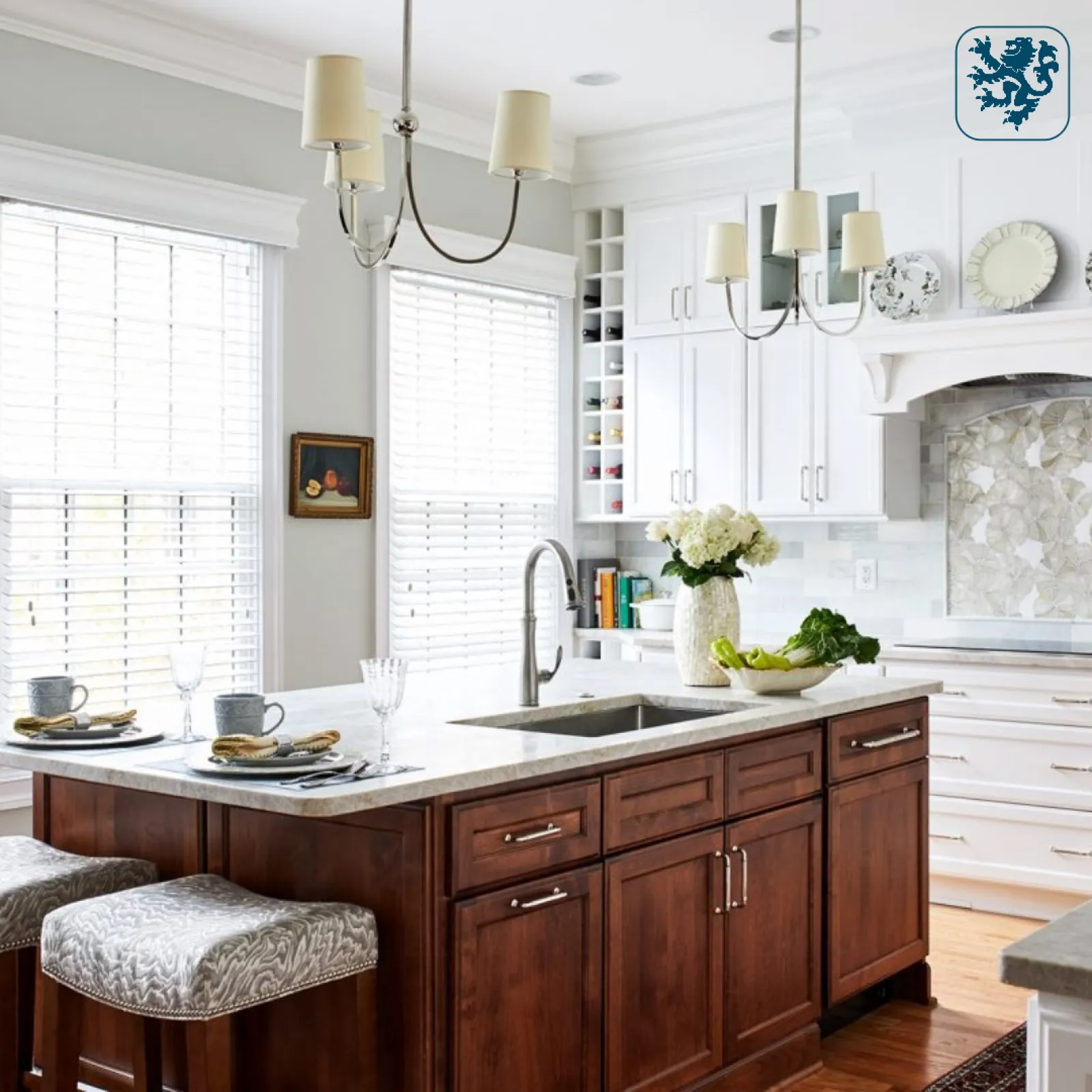 a kitchen with white cabinets