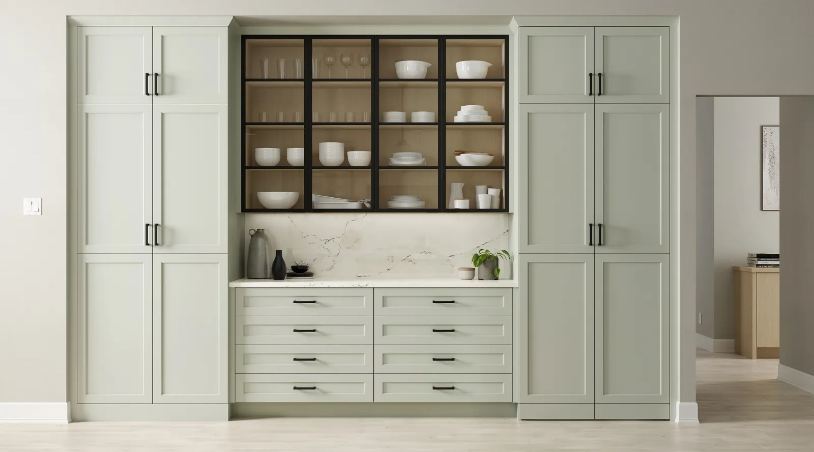 a white kitchen with white cabinets