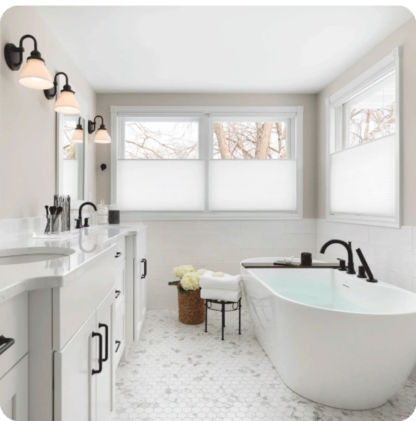 a bathroom with a tub and sink