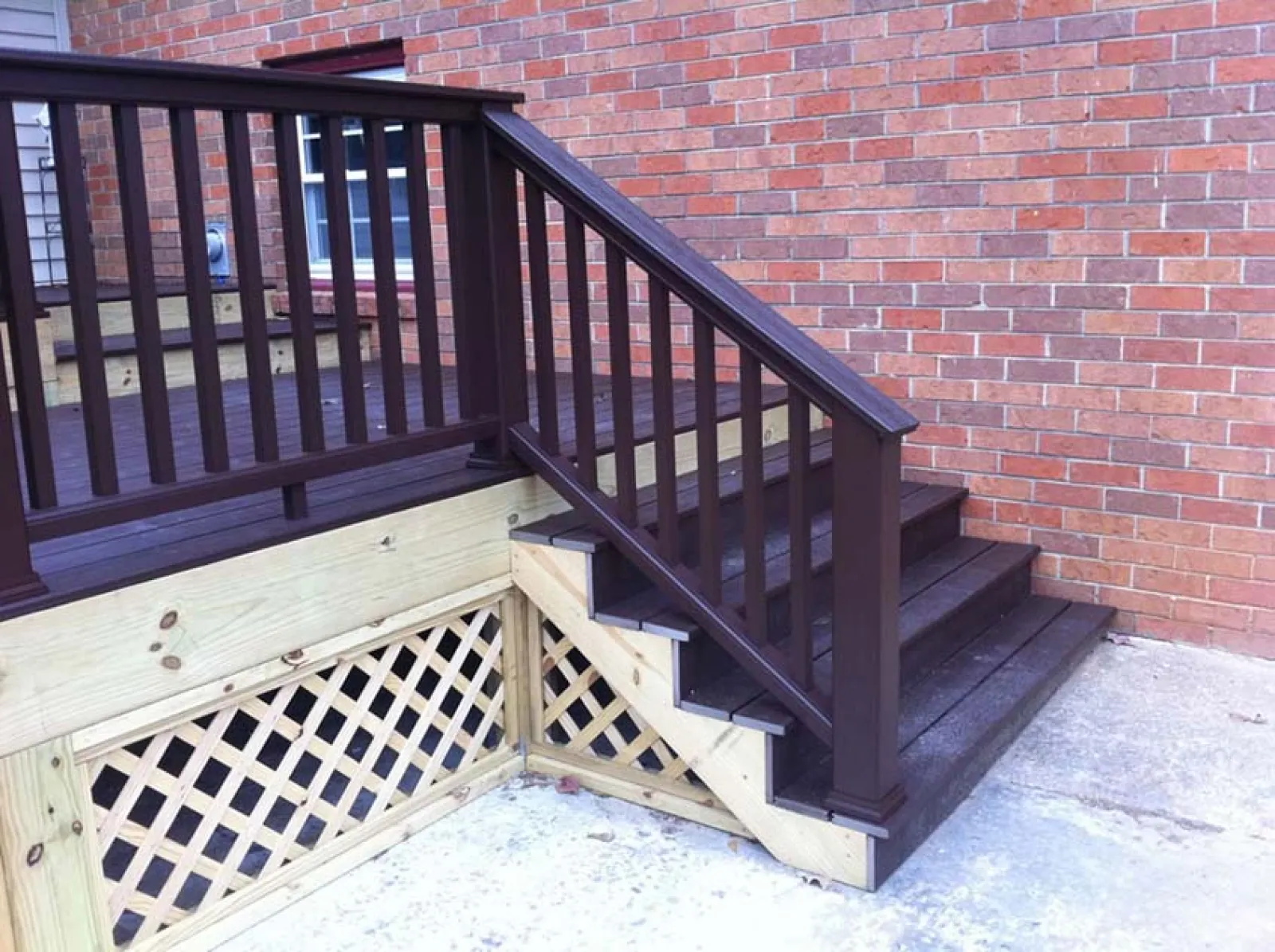 a wooden staircase outside