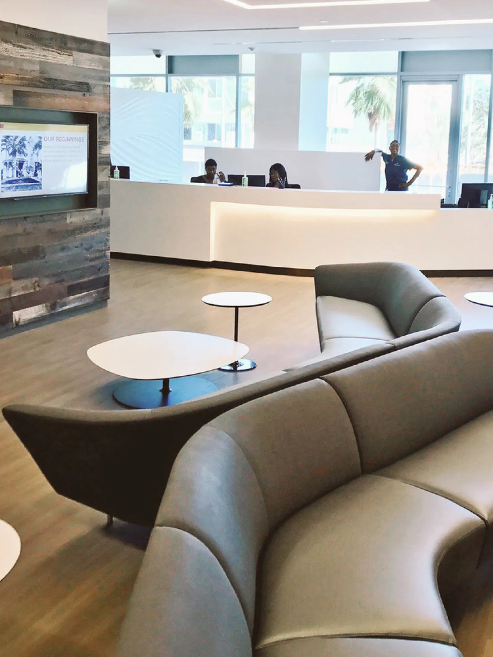 a room with a couch and a table