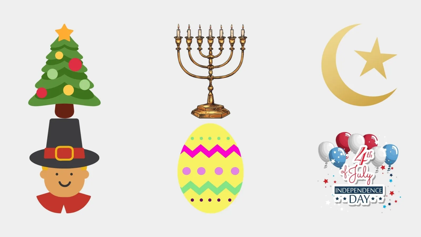 Graphic of different icons representing holidays