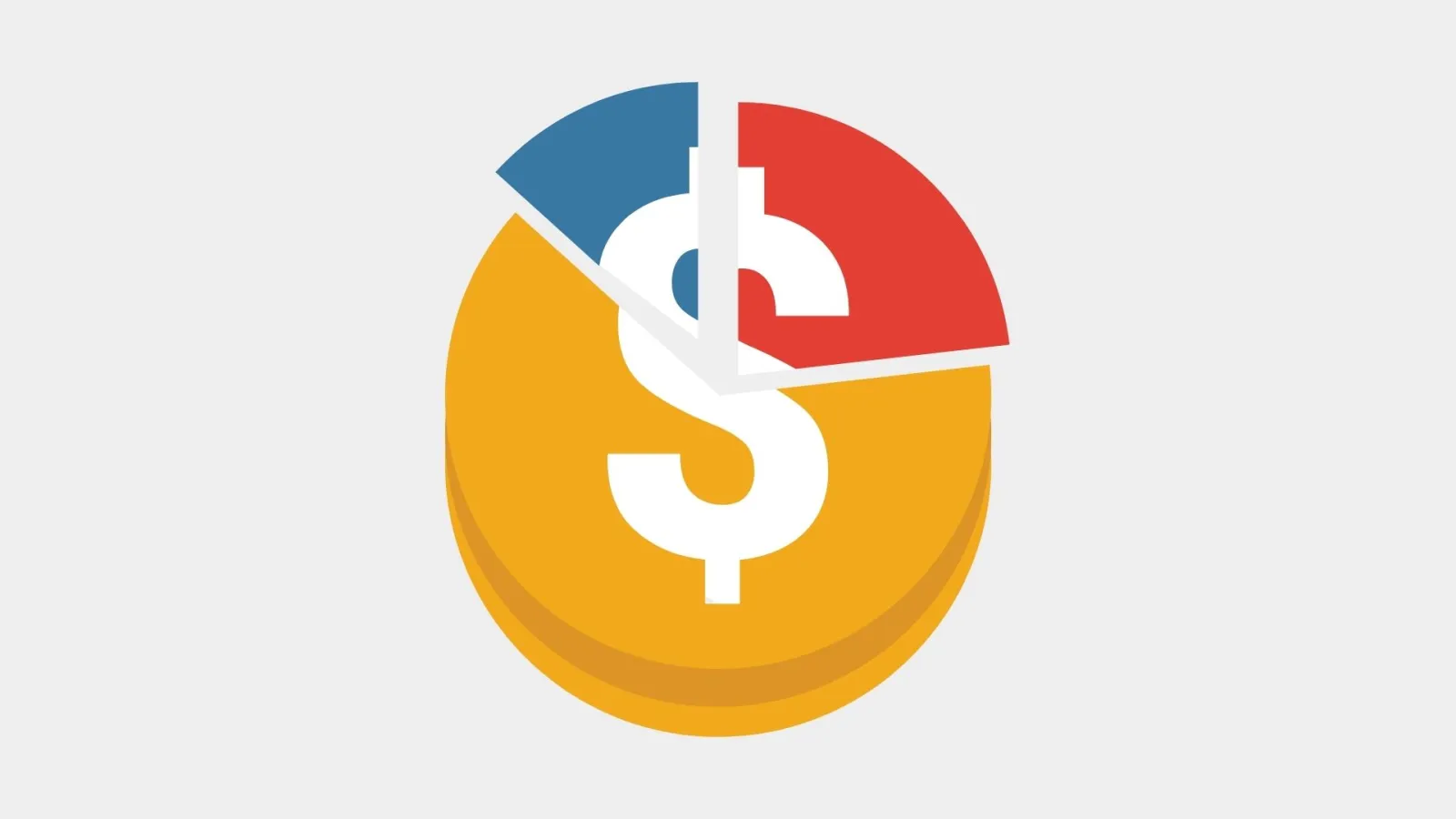 graphic of dollar sign split in a pie shape