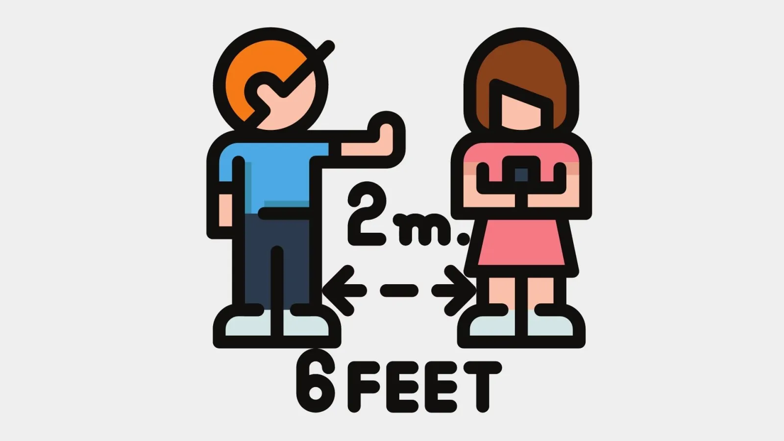 Graphic of two children staying 6 feet away
