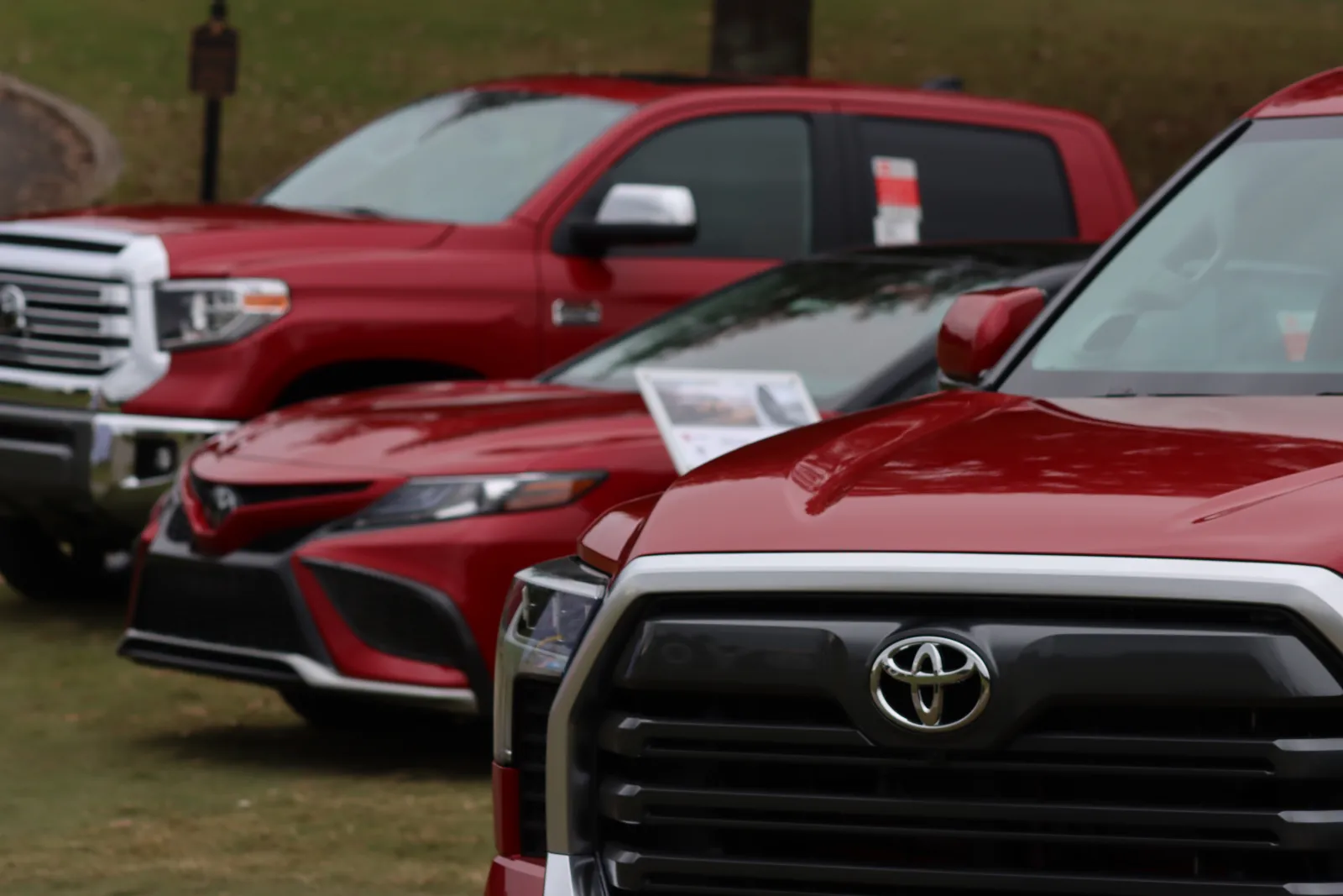 a row of cars parked