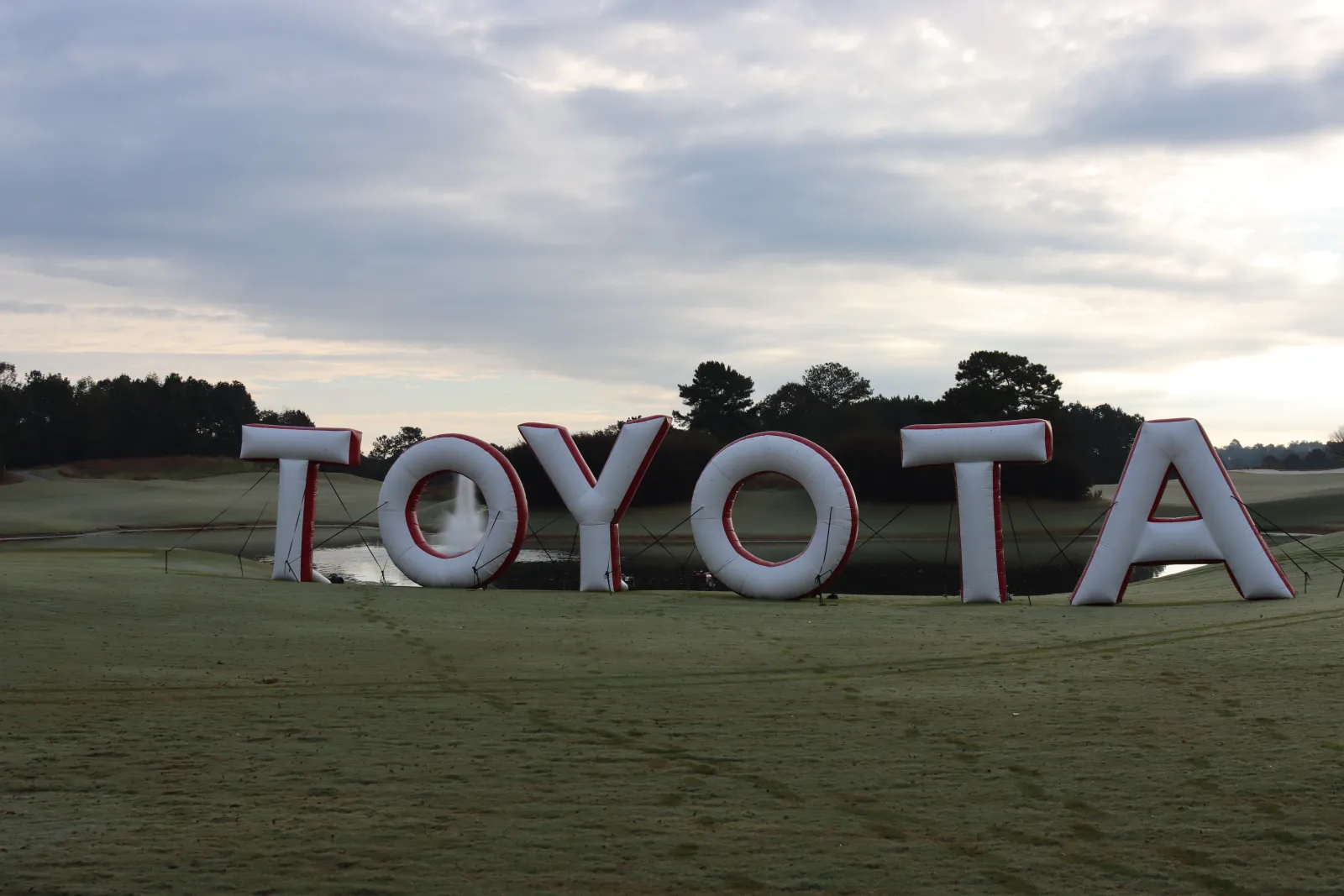 a large sign in a field