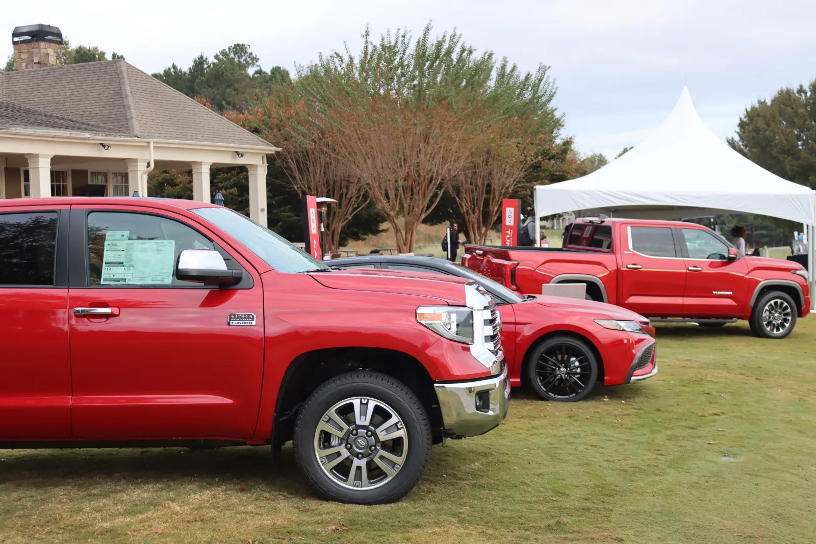 a row of red cars