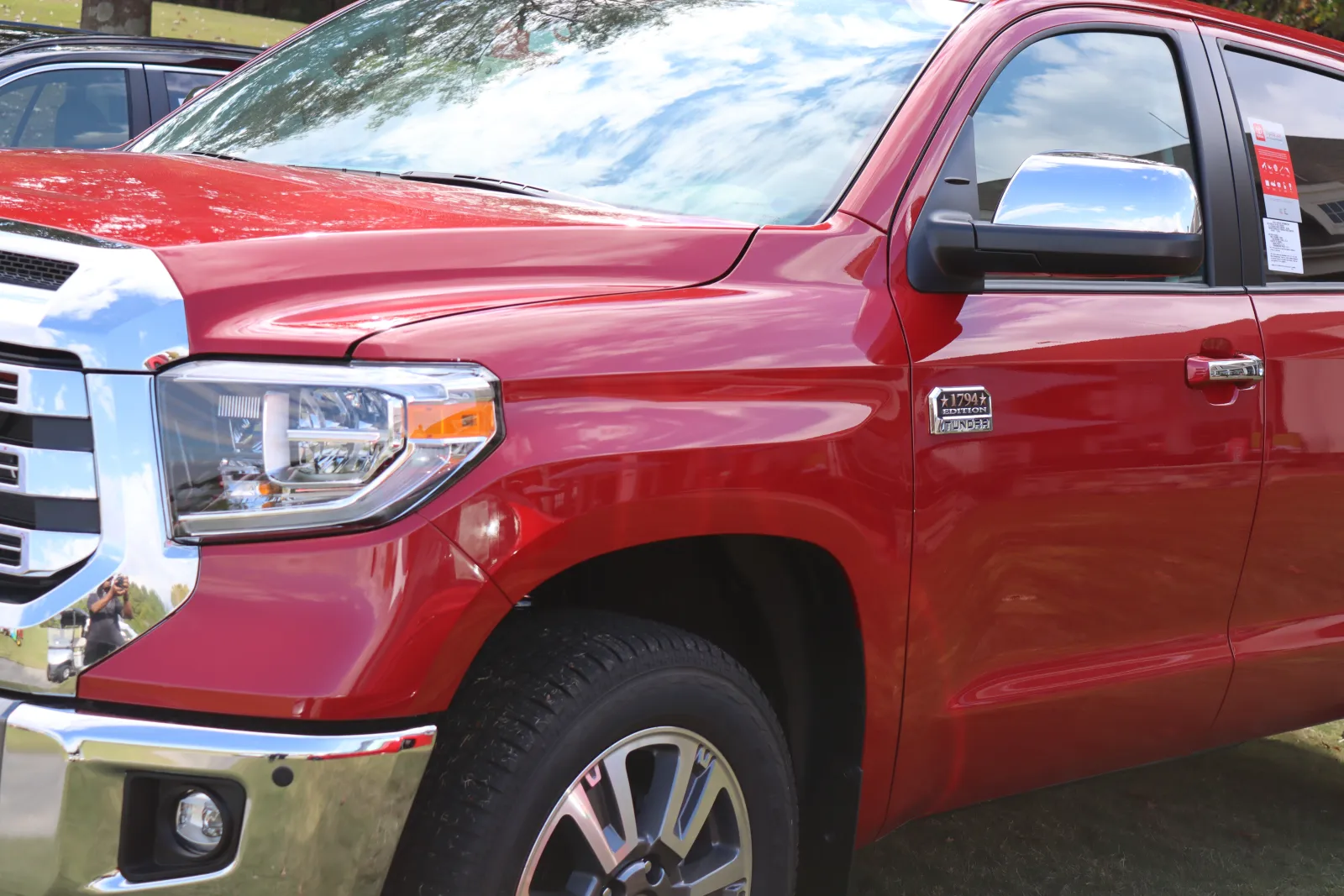 a red truck parked