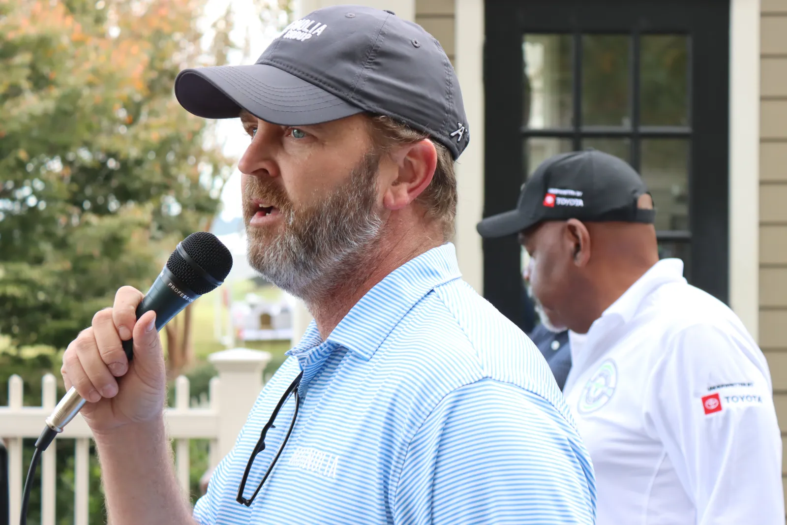 a man speaking into a microphone