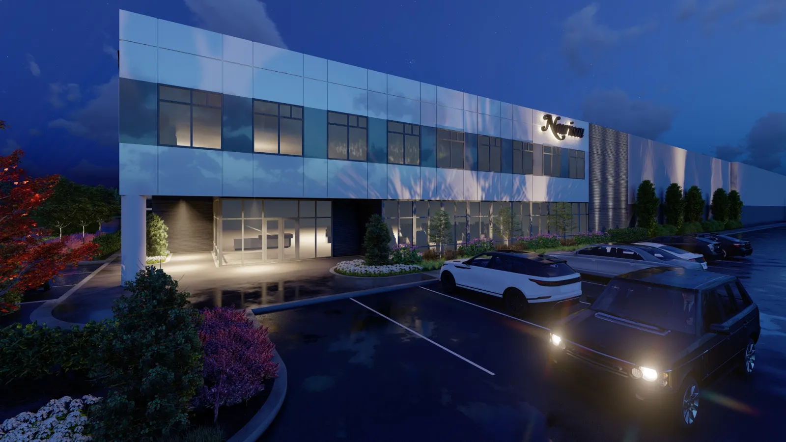 a building with cars parked outside