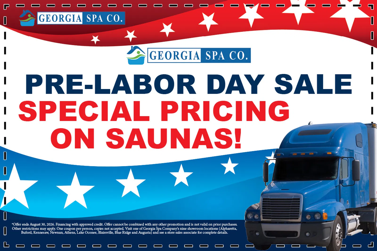 22nd anniversary sale with special pricing on saunas featuring gold ribbons and black bows on dark background.