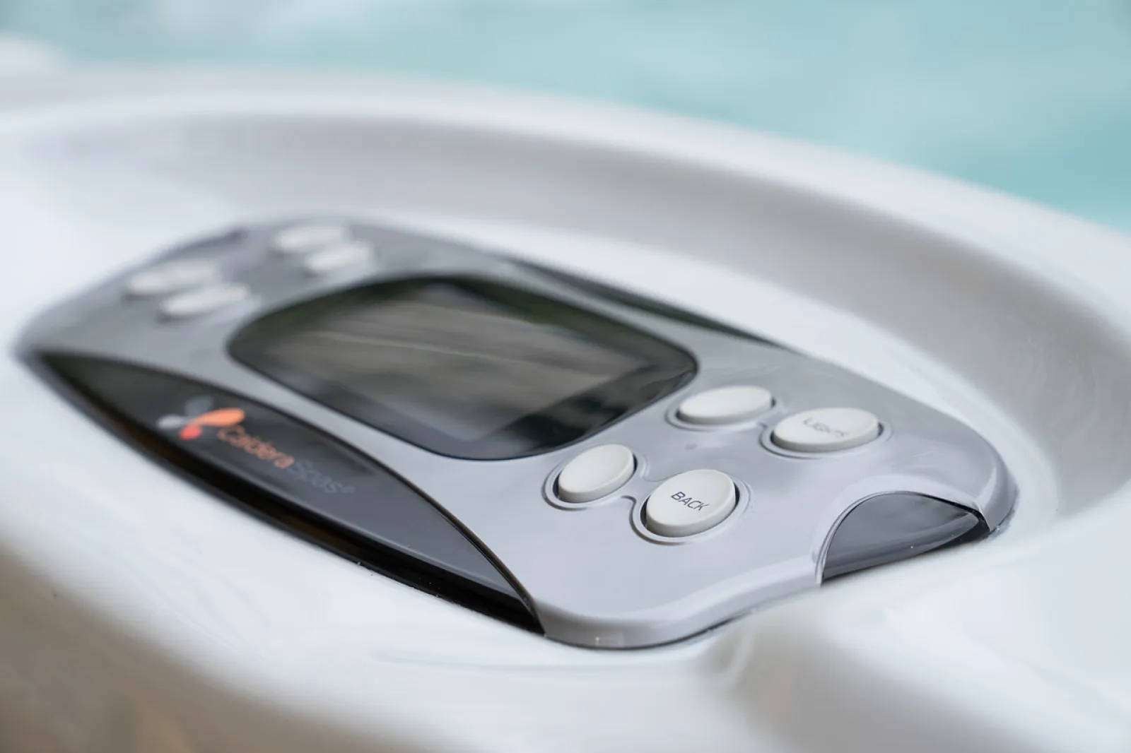 a close-up of a hot tub control panel