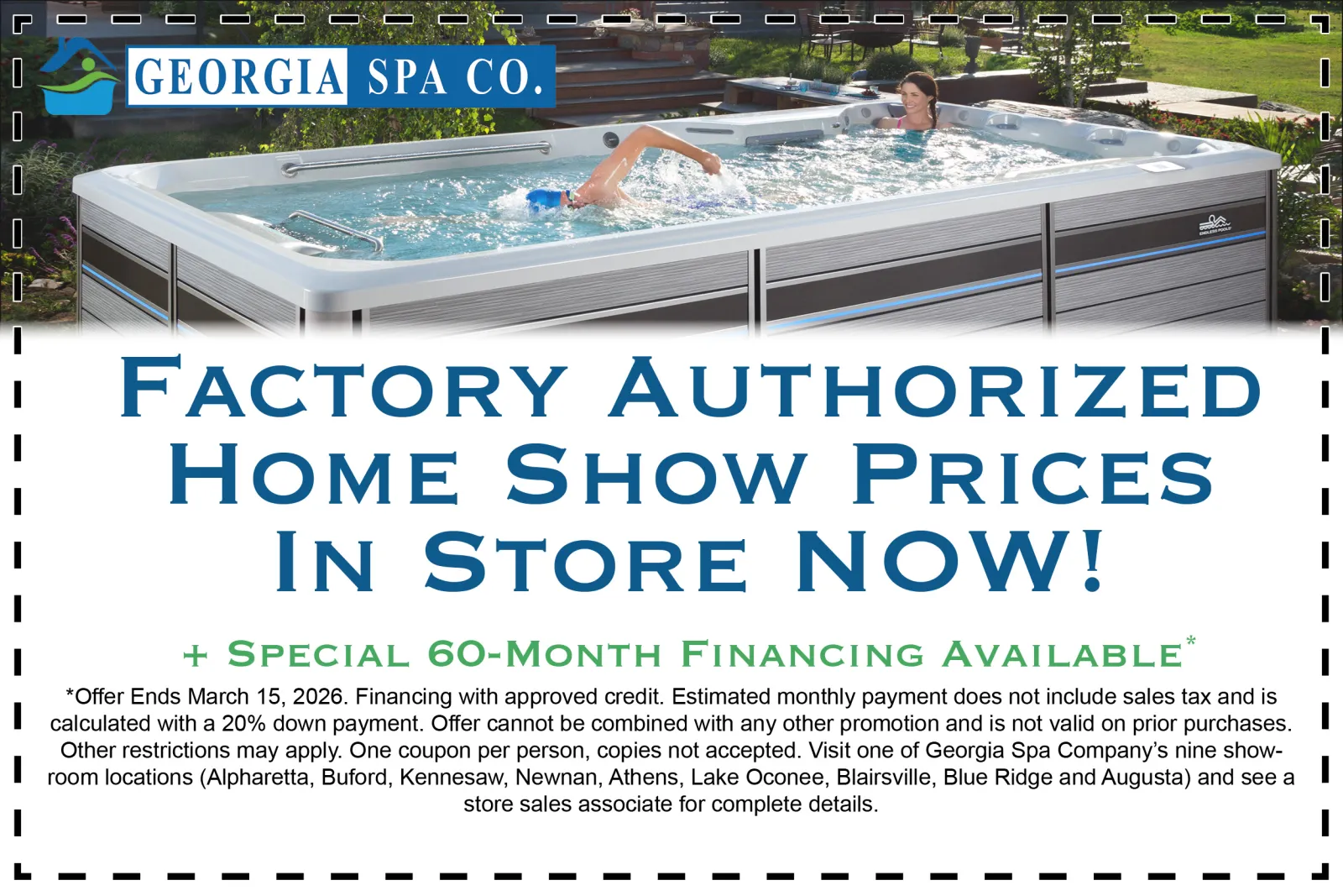 Woman relaxing in a hot tub outdoors during winter with text promoting a winter wellness sale and $3,000 instant savings.