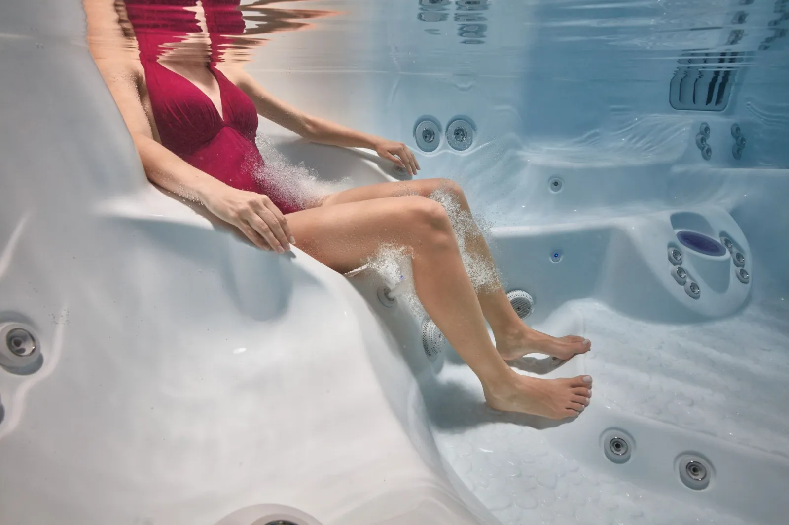 a person in a hot tub